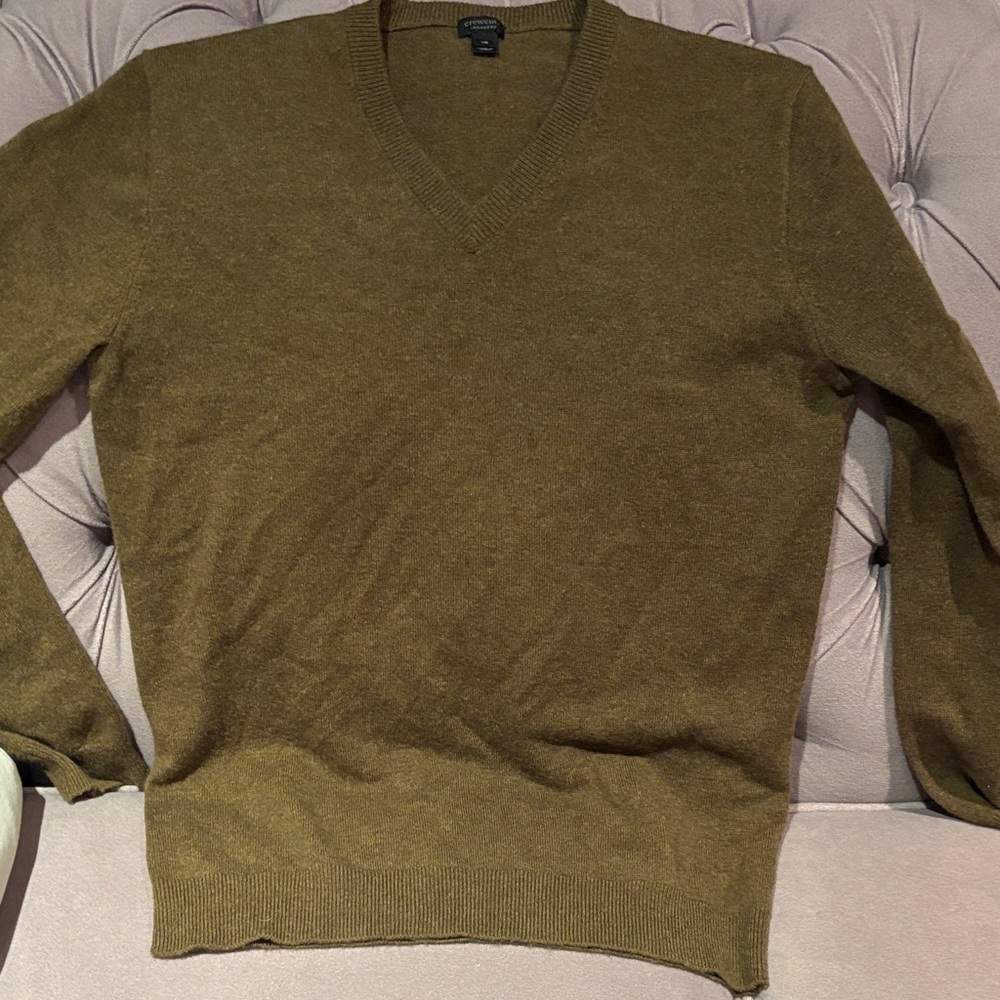 Crewcuts Olive V-Neck Sweater cashmere